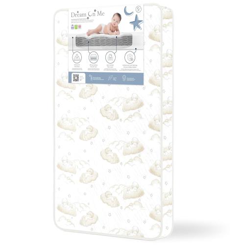Dream On Me Twilight 5” 88 Coil Inner Spring Crib & Toddler Mattress – Brown Cloud, Greenguard Gold & BSA Certified, Waterproof & Stain-Resistant Cover, Fits Standard Full-Size Cribs & Toddler Beds