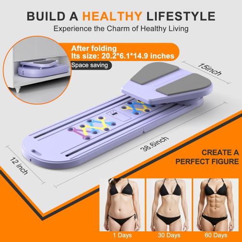 Pilates Board,Pilates Reformer Sets, Multifunctional Abdominal Pilates Board for Home Workout Equipment, Portable Foldable Ab Board Trainer Pilates Exercise Machine,Pilates Board for Women