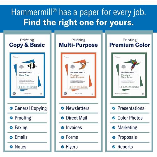 Hammermill Cardstock, Premium Color Copy, 80 lb, 8.5 x 11 - 1 Pack (250 Sheets) - 100 Bright, Made in the USA Card Stock
