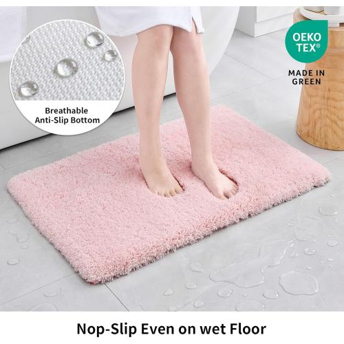 Disolla Pink Bathroom Rug 24x48 - Non-Slip Plush Thick Bath Mat, Highly Absorbent & Ultra Soft Fluffy Floor Mat, Machine Washable for Shower and Tub