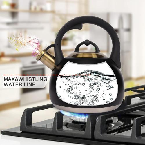 Size 3.1ql Color Black and Gold Tea Kettle for Stovetop, Food Grade Stainless Steel Water Kettle, Tea Pot for Home & Kitchen, 3.1 Quart