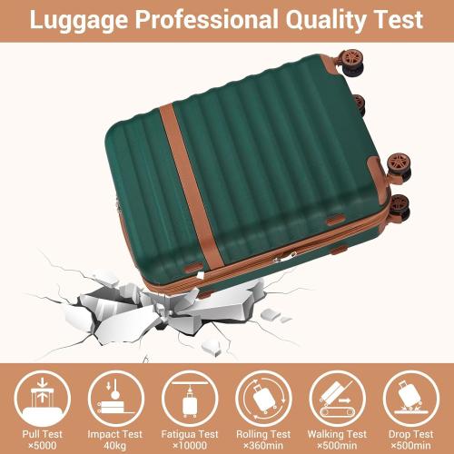 Kono Airline Approved Carry On Luggage 22x14x9 inches, with TSA Lock, 20 Inch Expandable Lightweight Hardshell Suitcase (Green, Suitable for 1-3 Days of Travel)