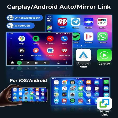 Car Radio Stereo Fit for Ford Escape 2013 2014 2015 2016 2017 2018 2019, 9 Touch Screen Car Radio Receiver with Carplay Android Auto w/WiFi GPS Navigation Bluetooth FM SWC Backup Camera - 2 32G