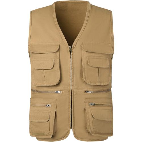 Size M OlyljpinZ Men's Fishing Vest with Multi-Pocket Sleeveless Jacket Hunting Vest Safari Travel Outdoor Casual Vest Gilet