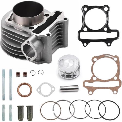 Mokuo GY6 170cc 61mm/2.40 Cylinder Top End Rebuild Kit with Piston Ring Gasket in Aluminum Alloy Material,Fit for Chinese GY6 4-stroke 152QMI 157QMJ Engine,61MM