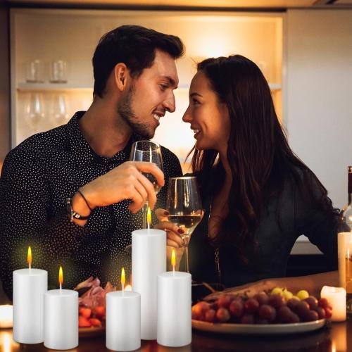 White MTLEE 36 Pcs Pillar Candles Bulk Unscented Candle Set 38 Hour Long Burning Dripless for Dinner Emergency Wedding Spa Party(3 Sizes,White)