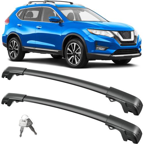 FengYu 300lb Lockable Roof Rack Cross Bars Compatible with Nissan Rogue 2014-2020 (with Raised Side Rails), Heavy Duty Aluminum Roof Rails Crossbars Cargo Bars Canoe Rooftop Black Carrier Luggage