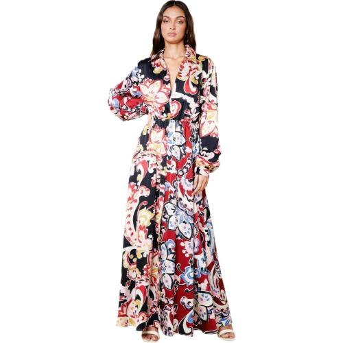 Size Medium Color Black/Burgundy qmp Clothing Block V-Neck Dress, Polyester