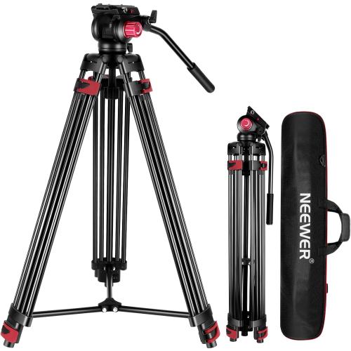 NEEWER 79/200cm Video Tripod, Heavy Duty Aluminum Alloy Camera Tripod Stand with 360° Fluid Drag Head, QR Plate Compatible with Canon Nikon Sony and Other DSLR Camera Camcorder, Load Up to 17.6lb/8kg