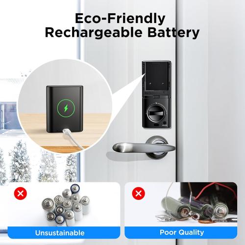 TCL D1 Pro Palm Vein Smart Lock, Keyless Entry Door Lock, Upgraded Rechargeable Battery, Front Door Smart deadboalt, App Remote Control, Auto-Lock, Waterproof, Works with Alexa (no test)