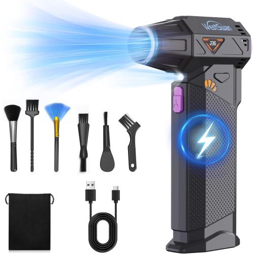 Compressed Air Duster, 210000RPM Mini Electric Air Duster Equipped with Continuously Variable Speed, Cordless Turbo Blower for Keyboard, PC, Car, Home, Outdoor