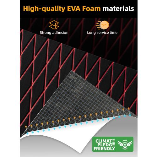 Boat Flooring EVA Foam Boat Decking Marine Mat Non-Slip Self-Adhesive Flooring Sheet for Motorboat Jon Boats Bass Boat Kayak RV Floor, 94.5''x 47.2'', Black with Red Lines