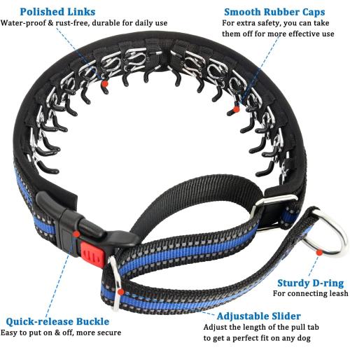 Mayerzon Martingale Collar for Dogs, No Pull Dog Collar with Reflective Strip for Small Medium Large Dogs, Anti Pulling Dog Collar with Buckle for Walking Training, Safe for Night Walk(Blue, L)