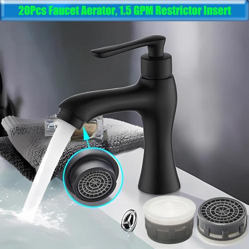 Faucet Aerator 2.2GPM Flow Limiter Insert Faucet Aerator Replacement Part Used for Bathroom or Kitchen Sink Faucet Filter Suitable for Internal and External Thread Faucet Aerators (20 PCS)