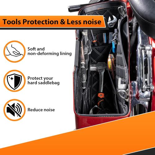 WeiSen Saddlebag Liners Non-Stretched Saddlebag Organizer Inserts Compatible with Harley Touring Road King Road Glide Street Glide Electra Glide 2014-2024 Factory Saddlebag, White Square