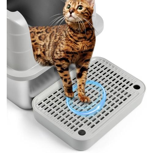 Cat Litter Box Step with Filter Function, Non-Slip Cat Step, Light Grey