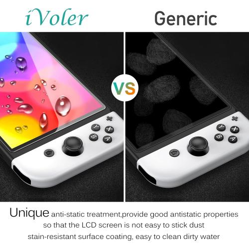 ivoler 4-Pack Tempered Glass Screen Protector Designed for Nintendo Switch OLED Model 2021&2023 with [Alignment Frame] Transparent HD Clear[Updated Version] Screen Protector for Switch OLED 7''