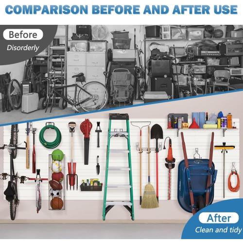 6PCS Slatwall Panel 6X24,Slat Wall Paneling System for Garage | Heavy-Duty PVC Garage Wall Organizer, Slatwall Board For Workshop Organization, Retail Display, Easy Installation,White