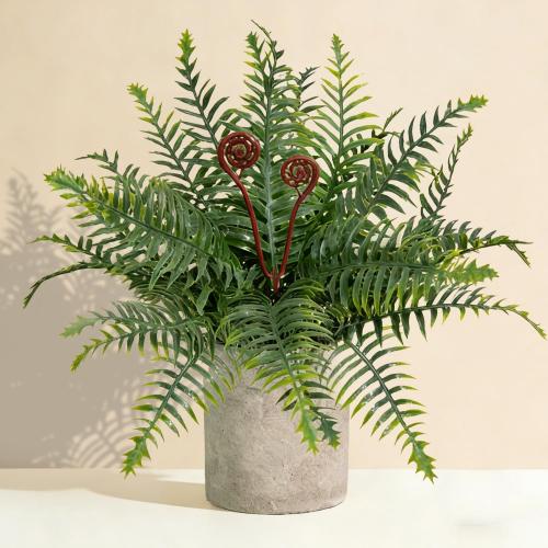 Artificial Boston Fern Potted Plants 15'' Fake Greenery Shrubs Plants in Pot for Home Office Living Room Desk Shelf Inddor and Outdoor Decoration