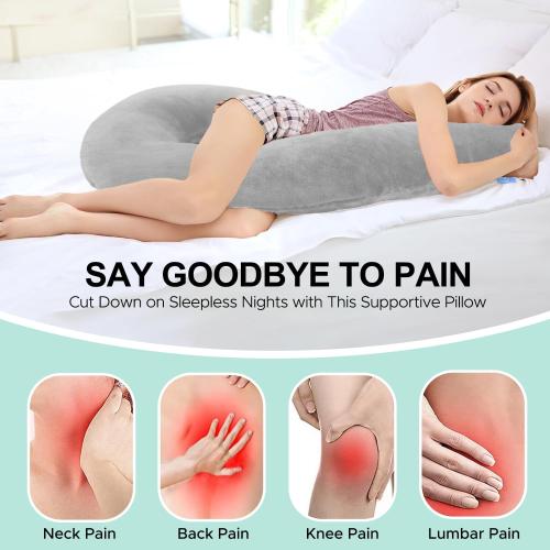 Body Pillow for Adults - Soft Long Bed Pillows Insert for Sleeping - Shredded Memory Foam and Removable Washable Cover - Swan Shaped Side Sleeper Pregnancy Pillow  (Grey)