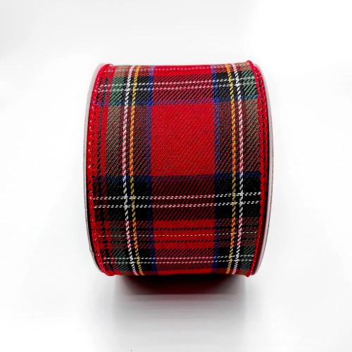 Designer's Shop WR 63-5187 Holiday Tartan Plaid Wired Ribbon 2.5 x10 Y