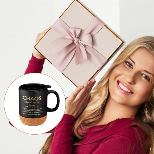 Remerry 1 Pcs Valentine's Chaos Coordinator Gifts Thank You Gift Employee Appreciation Coffee Mug Ceramic Coffee Mug Gift for Boss Manager Employee Coworker Friend Teacher Women Men (Black)