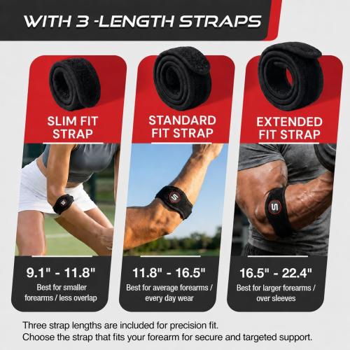 Sleeve Stars Tennis Elbow Brace for Men & Women, Elbow Brace for Tendonitis, Tennis Elbow Strap, Golfers Elbow Brace, Elbow Support Wrap for Tennis Elbow Relief, Fits 9-23 (Pair/Black)