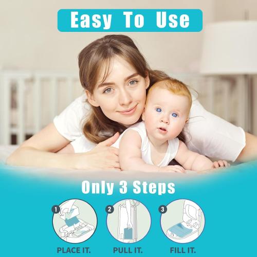 Diaper Pail Refills Bags with 30 Bags Compatible with For Genie Easy Roll Signature and Platinum Diaper Pails, 7-Layer Odor-Barrier Technology, 1 Pack (3 Pack)