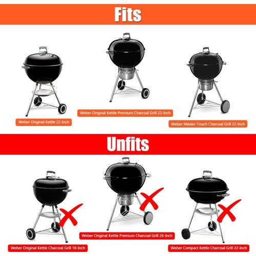 Upgraded Grill Table Shelf for Kettle Grills 22 Inch, Side Table Shelf Replaces Weber Master Touch & Original Charcoal Grill, Grill Accessories for Weber Kettle, Outdoor Steel BBQ Table Shelf