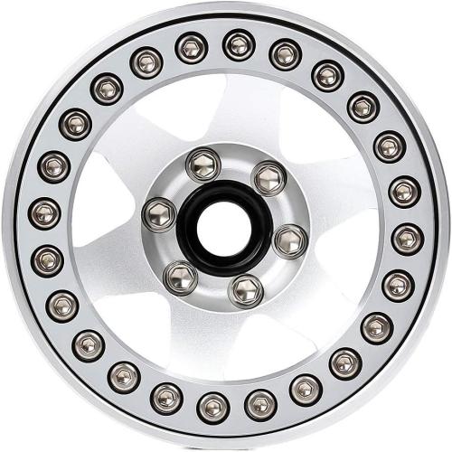 INJORA RC Wheel Rim 4pcs 1.9inch Beadlock Metal Wheel Hub Rim for 1/10 RC Crawler Axial SCX10 90046 AXI03007 TRX4 RedCat MST (Silver)