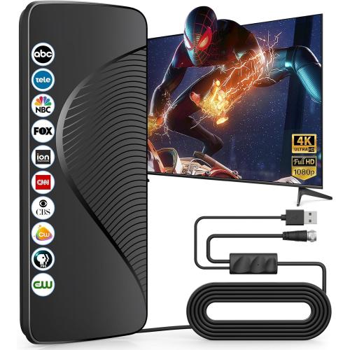 2025 Upgraded TV Antenna for Smart TV, 1600  Miles Range, Indoor/Outdoor Digital Antenna for Local Channels, HD 4K Support, Amplified Signal Booster, Clear Reception for 1080p 4K TVs