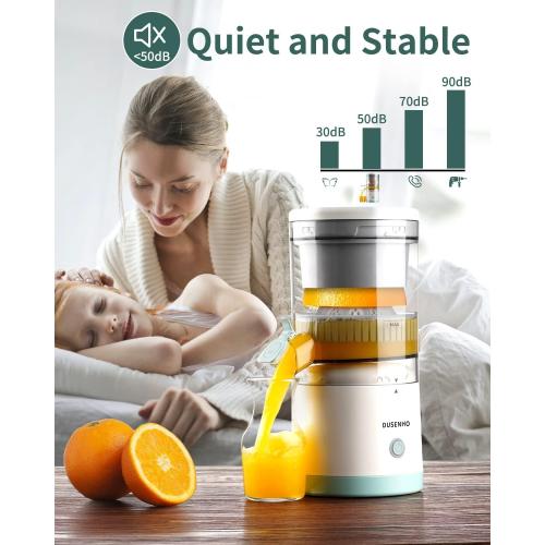 Electric Juicer Rechargeable - Citrus Machines with USB and Cleaning Brush Portable for Orange, Lemon, Grapefruit White   Green 9.4 * 4.4 * 5.4 inches