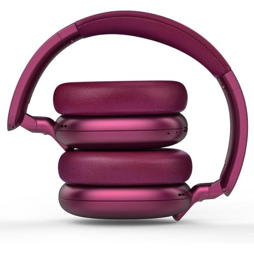 C6 Active Noise Cancelling Headphones, Wireless Over Ear Bluetooth Headphones, 60H Playtime, Lightweight Folding Deep Bass Comfort Fit Ear Cups Headset with Mic for iPad/Travel/PC/Home Red