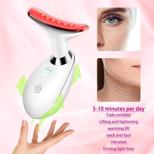 VGY Face and Neck Massager Tool, 7-in-1 Color Red-Light-Therapy Wand for Skin Care, White