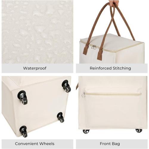 StorageWorks Grocery Cart on Wheels, Zipper Closure Rolling Bag, Shopping Trolley, Rolling Tote Bag with Handles