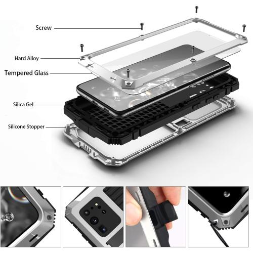 Compatible for Samsung Galaxy S20 Ultra Case, Aluminum Metal Gorilla Glass Waterproof Shockproof Military Heavy Duty Sturdy Protector Cover Hard Case