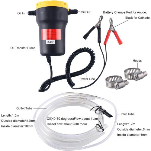 DasMarine 12V 60W Oil Change Pump Extractor, Oil/Diesel Fluid Pump Extractor Scavenge Oil Change Pump Transfer Suction Transfer Pump   Tubes Truck Rv Boat ATV