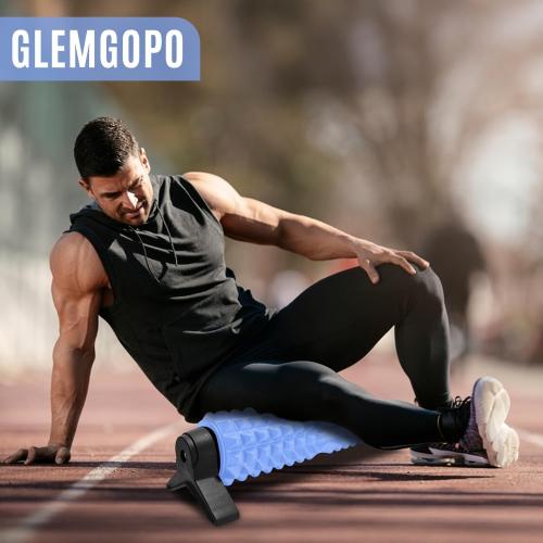 PURPLE 18 INCH Trigger Point Foam Roller with Stand, 18 Inch Medium Density Foam Roller Long Yoga Roller Foam Exercise Roller for Physical Therapy, Muscles Deep Tissue, Pilates, Back Pain and Muscle Recovery (Blue)