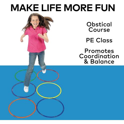 Fun Express Large 20 Inch Obstacle Course Agility Rings Set of 6 - Professional PE Equipment for Elementary School Physical Education | Carnival Games Ring Toss for Kids Outdoor Play & Field Day