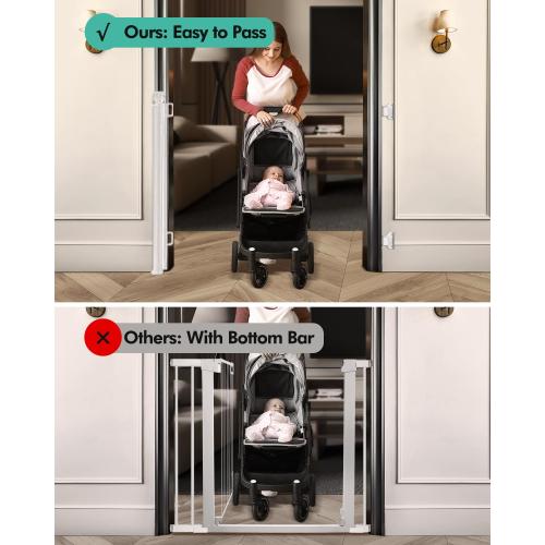 Retractable Baby Gates, Mesh Dog Gate for Doorways, 33.6 Tall, Expands to 55 Wide,Pet Safety Essential Fit for Baseboards, Wide Toddlers Gates for Hallways, Indoor & Outdoor,White