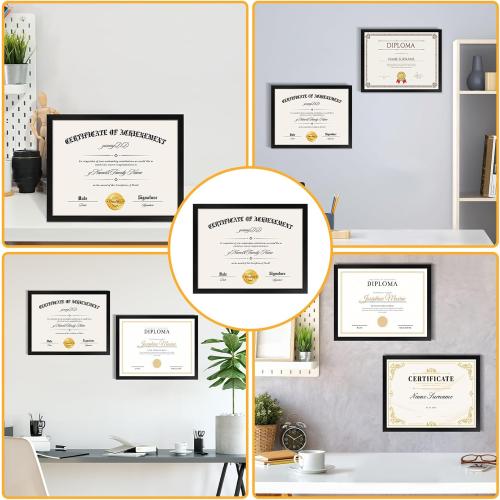 YixangDD 10 PACK Certificate Frames 8.5 x 11,Black Diploma Frame Document Frame with Clear Plexiglass,Picture Frames for Tabletop and Wall Display