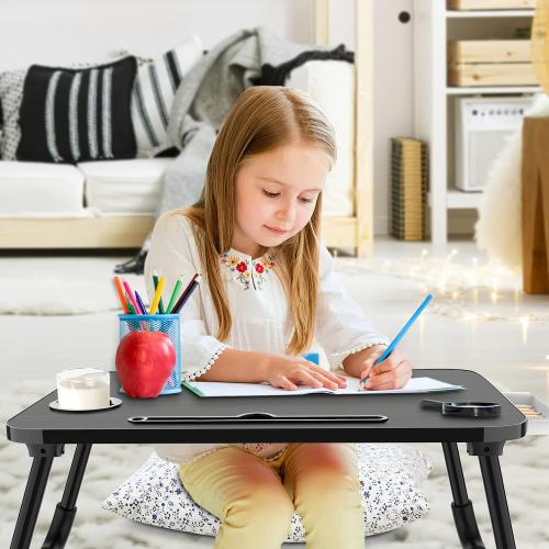 Zapuno Foldable Laptop Bed Table, Laptop Desk, Breakfast Tray, Arc Shape | Multi-function Lap Bed Tray, Storage Drawer and Water Bottle Holder, Slot for Eating, Working, For Bed/Couch/Sofa