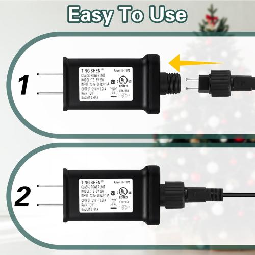 Meonum 3 Meters 2 Pin Extension Cable with Male and Female Connector, Compatible with TING SHEN Class 2 Power Supply, UL Certification 22AWG Waterproof Class 2 Power Unit Cord(Black,1 Pack)