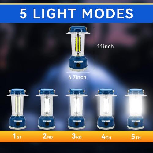 Durapower LED Camping Lantern Rechargeable, Bright 2000 Lumen, 5 Modes, 4000 mAh Power Bank, IP44 Waterproof Lantern for Hurricane, Emergency, Power Outages, Home