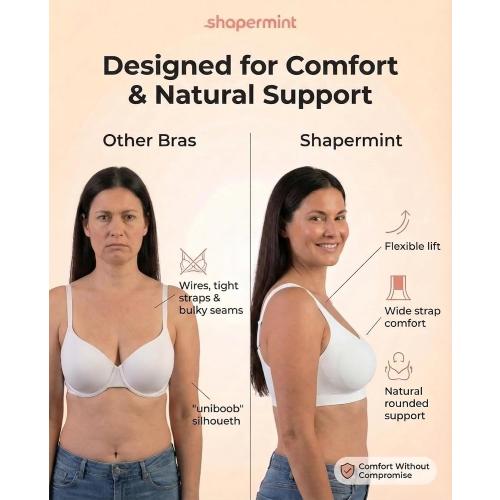 SHAPERMINT Bralettes for Women with Support - Adjustable Wireless Support Bra, Full Coverage No Underwire Seamless Bra