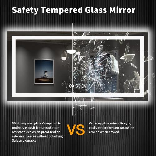 LOAAO 55X30 LED Bathroom Mirror with Lights, Anti-Fog, Dimmable, Backlit   Front Lit, Lighted Bathroom Vanity Mirror for Wall, Shatter-Proof, Memory Function, ETL Listed