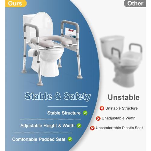 Soundfuse Toilet Seat Riser for Seniors, FSA HSA Eligible Raised Toilet Seat with Handles, Adjustable Height & Width, 400lb Handicap Elevated Toilet Seat, Fit Any Toilet