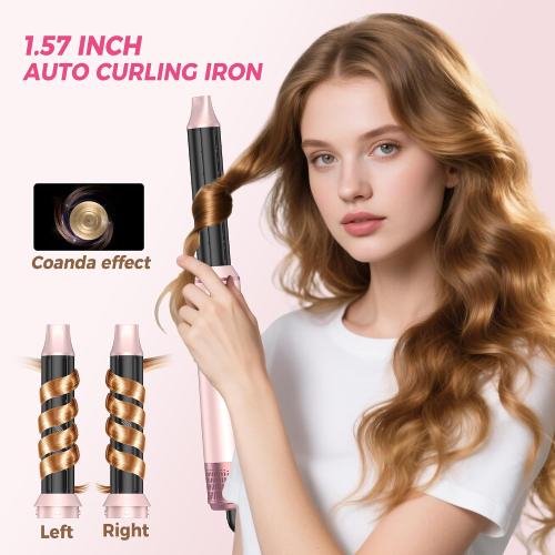 5 in 1 Hair Dryer Brush Set, Detachable Hot Air Styler, Blow Dryer Brush, 3 Heat Settings Auto Curling Wrap Styler, Ionic Hair Styling Tools - Straighten Curl Dry Volumize Smooth (Pink)