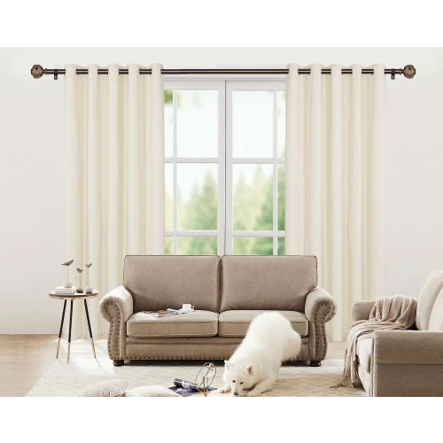 Bronze Curtain Rods for Windows 48 to 84 Inch, USFOOK 7/8 Inch Telescoping Splicing Curtain Rod, Decoration Drapery Rods with Leaf Finials