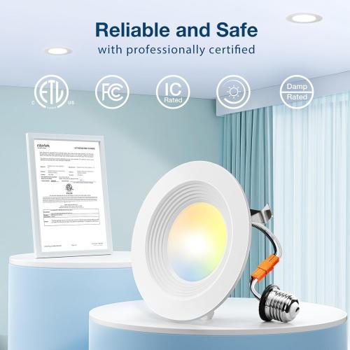 Amico 24 Pack 4 inch 5CCT LED Recessed Lighting, Dimmable, 8.5W=60W, 650LM, 2700K/3000K/4000K/5000K/6000K Selectable, Retrofit Can Lights with Baffle Trim, IC Rated - ETL & FCC, White